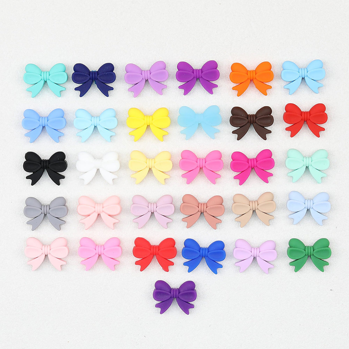 Bow Shape Silicone Beads with Vertical Hole 20pcs