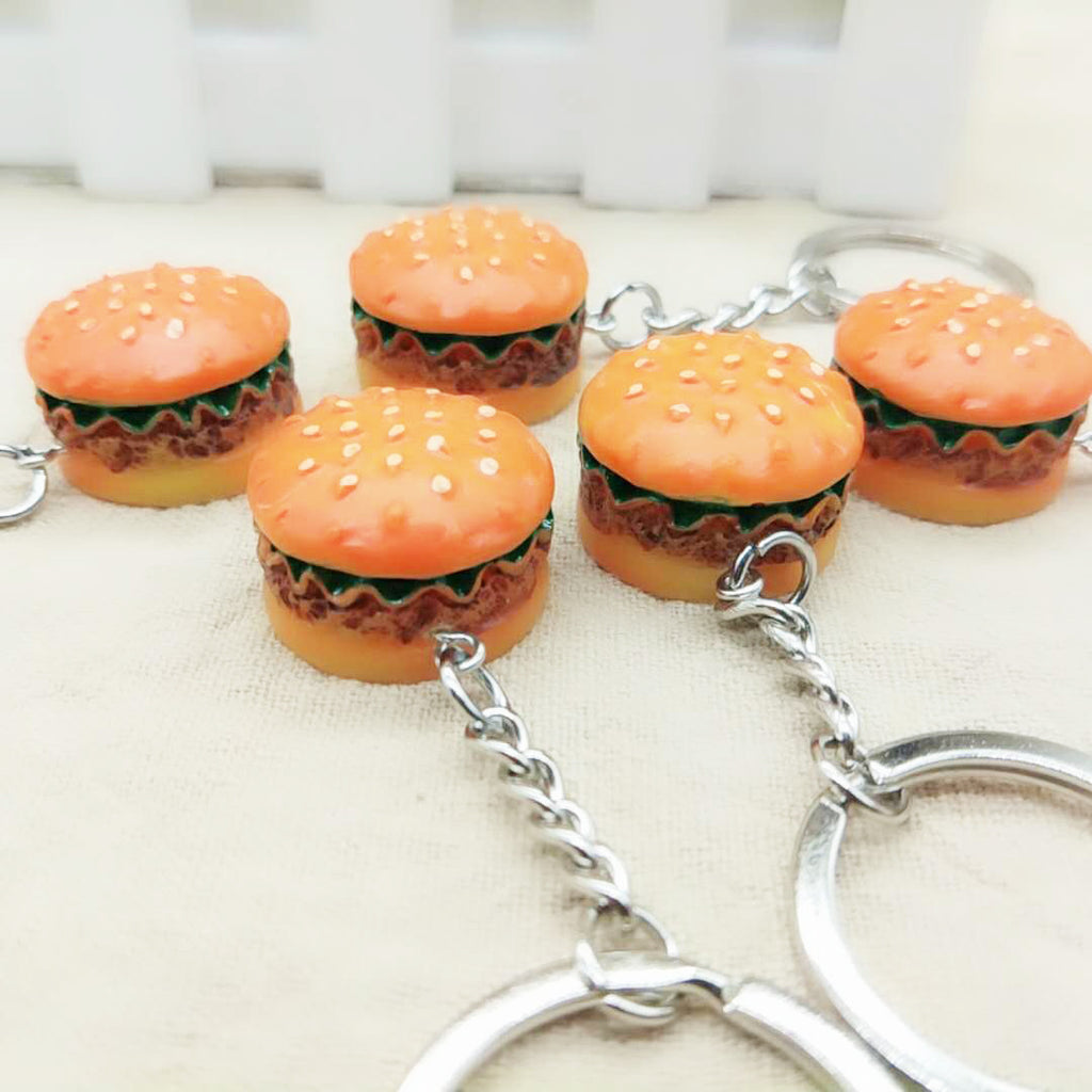Resin Hamburg Food Keychain Glossy Mini Burger Charm