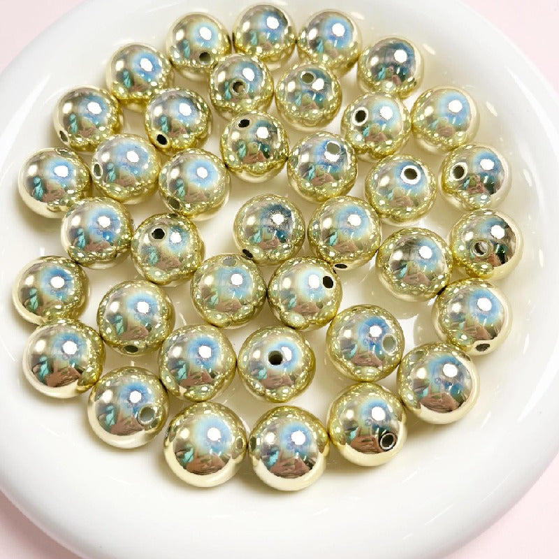 Laser Round Acrylic Beads 16mm Iridescent Glossy Colors 10pcs 5