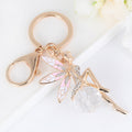 Angel Keychain Enamel Wings Rhinestone Crystal Zinc Alloy 12.5cm 5