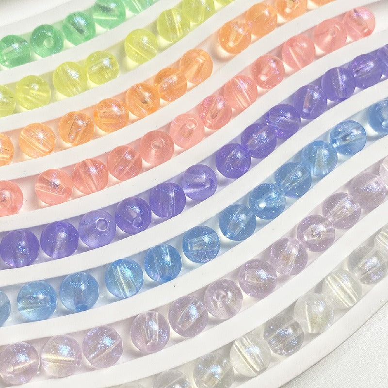 Colored Round Acrylic Beads 8mm Pastel Glossy Shimmer 100pcs 4