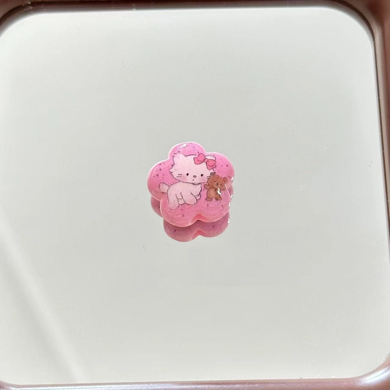 Cartoon Pattern Cherry Blossom Shaped Acrylic Beads 20mm 10pcs 7