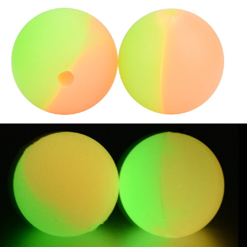 12mm 15mm Double Color Glow in Dark Silicone Beads Smooth Matte 20pcs 8
