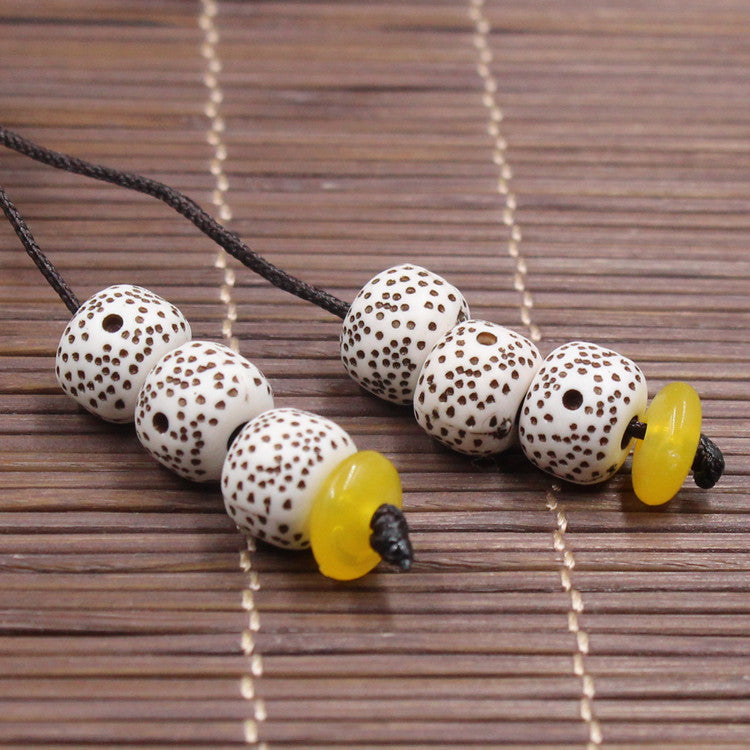 Imitation Bodhi Barrel Resin Beads 9mm Natural Brown Speckled 100pcs 2