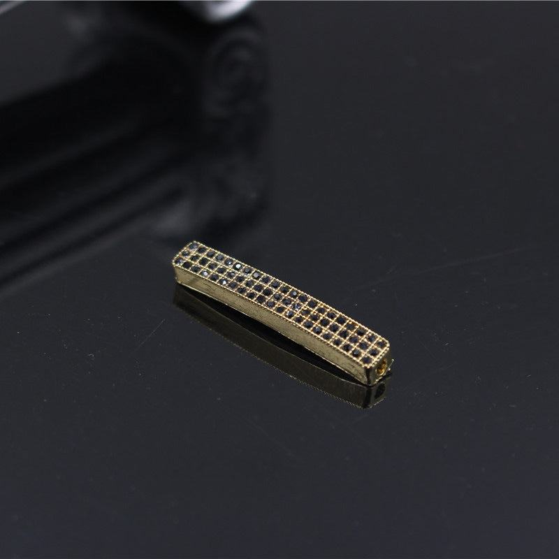 Tube Metal Beads 13.5x5mm Rhinestone Embedded 10pcs 6