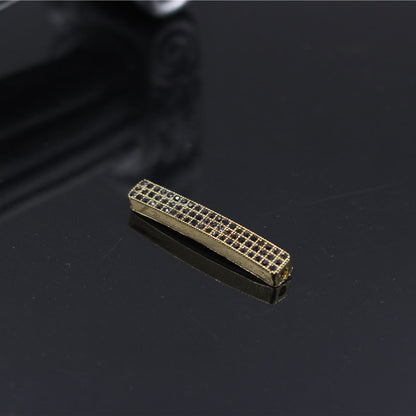 Tube Metal Beads 13.5x5mm Rhinestone Embedded 10pcs 6