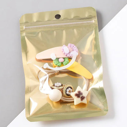 Transparent Smiling Face Printed Aluminum Film Zip Lock Bags 10x15cm 10pcs 7