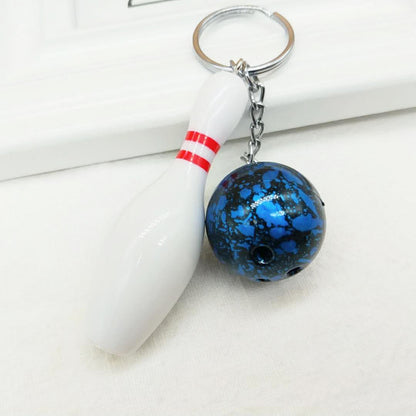 Metal Bowling Ball and Pin Keychain Colorful Sports Charm 6