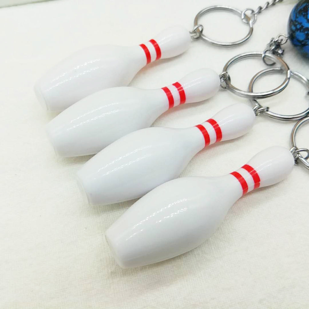 Metal Bowling Ball and Pin Keychain Colorful Sports Charm 2