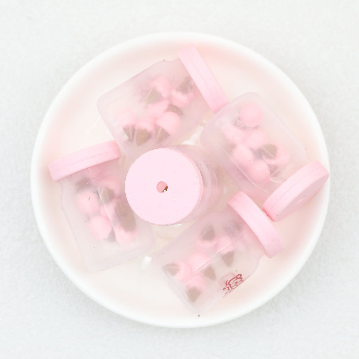 3D Daisy Orange Ice Cream Glitter Bottle Silicone Focal Beads 10pcs - Ice Cream
