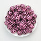 15mm Leopard Pattern Silicone Round Beads 50pcs - Black Leopard Pink Base