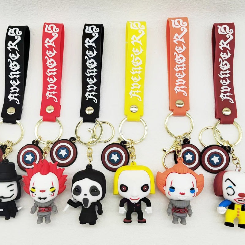 PVC Halloween Keychain Soft Rubber Spooky Clown Ghoul Figures