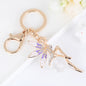 Angel Keychain Enamel Wings Rhinestone Crystal Zinc Alloy 12.5cm 6