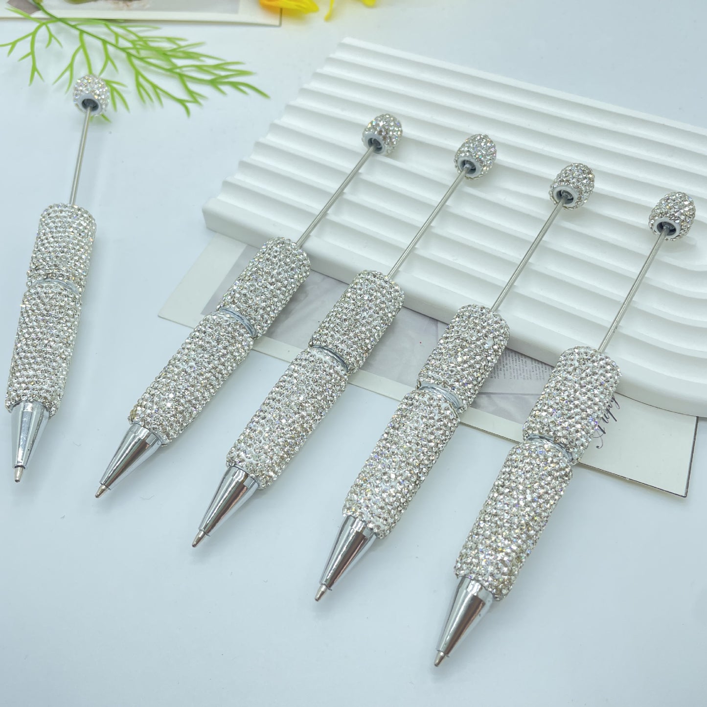 Beadable Pen Full Rhinestone Shimmering Lotus Purple Ballpoint 6