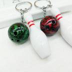 Metal Bowling Ball and Pin Keychain Colorful Sports Charm 3