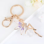 Angel Keychain Enamel Wings Rhinestone Crystal Zinc Alloy 12.5cm