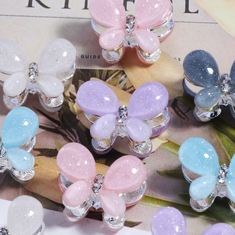 3D Glitter Butterfly Alloy Beads 16mm 2pcs