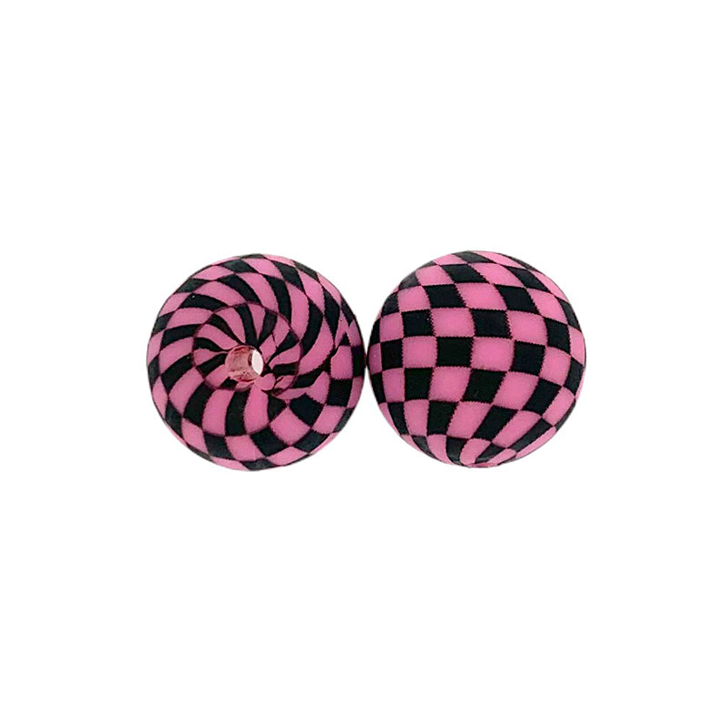 15mm Checkered Silicone Beads Classic Color Pattern 50pcs 4