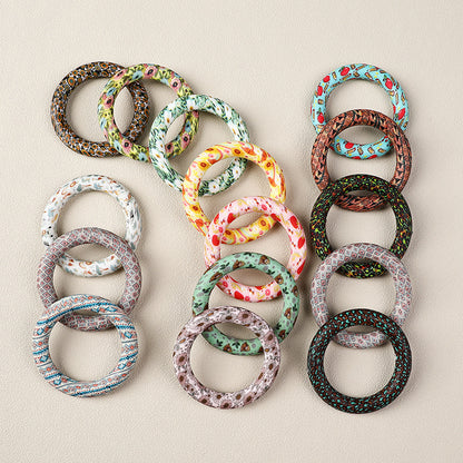 65mm Printed Round Silicone Rings Colorful Patterned 2