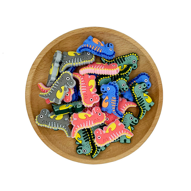 Silicone Focal Beads Dinosaur Yellow Belly Accent 20pcs 7