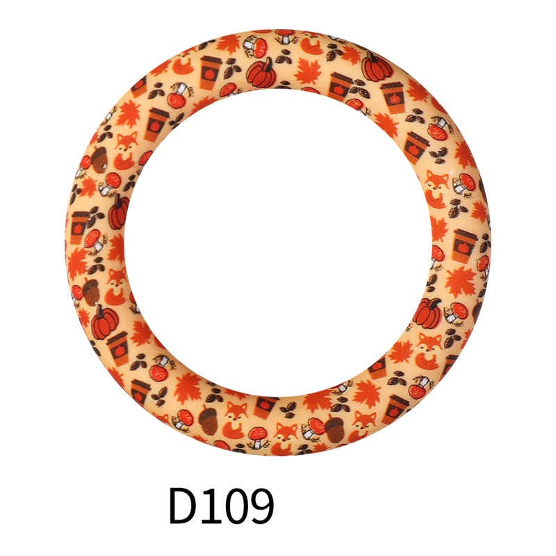 65mm Printed Round Silicone Rings Colorful Patterned 8