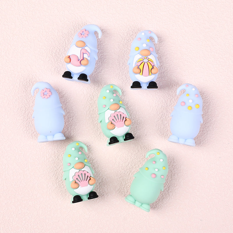 Silicone 3D Focal Beads Summer Dwarf Holding Flamingo 3