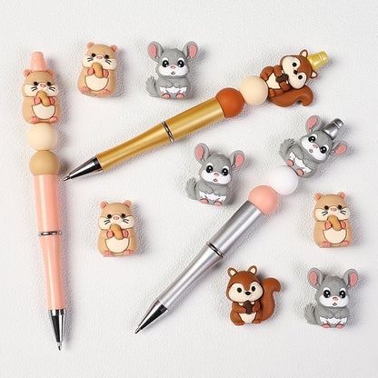 3D Cute Rodent Silicone Focal Beads Hamster Chinchilla Squirrel 20pcs 5