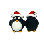 Silicone 3D Focal Beads Christmas Penguin Wearing Santa Hat