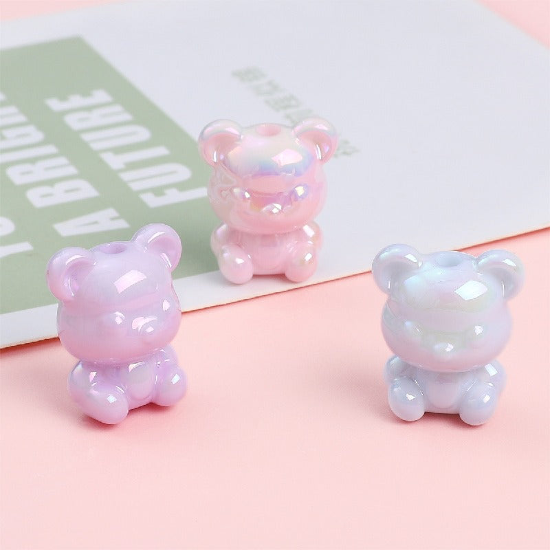 Glossy Little Bear Acrylic Beads 17x21mm Iridescent Pastel 8pcs 2