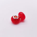 Acrylic Spacer Beads 14mm Crackle Large Hole 50pcs - Red