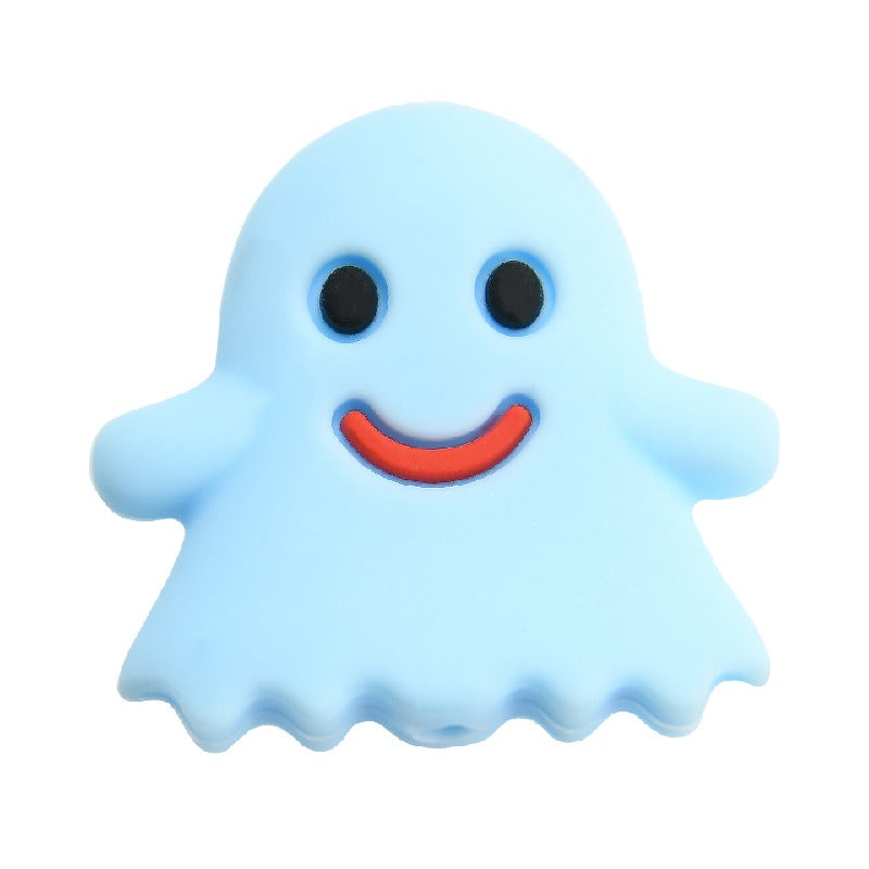 Silicone Focal Beads Halloween Ghost Pumpkin Bat Designs 10pcs 8