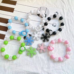 Acrylic Snowflake Beaded Keychain Plastic Resin Frosty Colors