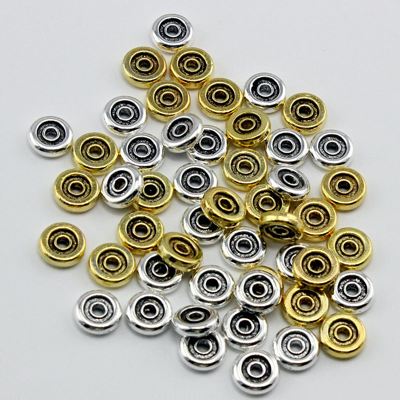 Alloy Flat Spacer Beads 6mm 8mm 10mm Tibetan Style 200pcs 2