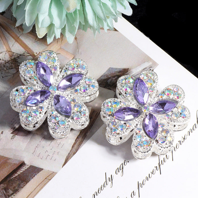 Alloy Clover Rhinestone Beads 30mm Fancy Decorative Charms 3pcs 12