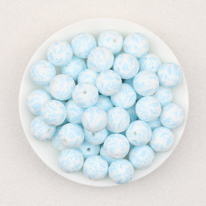 Colorful 15mm Printed Silicone Round Beads Patterned 50pcs 3