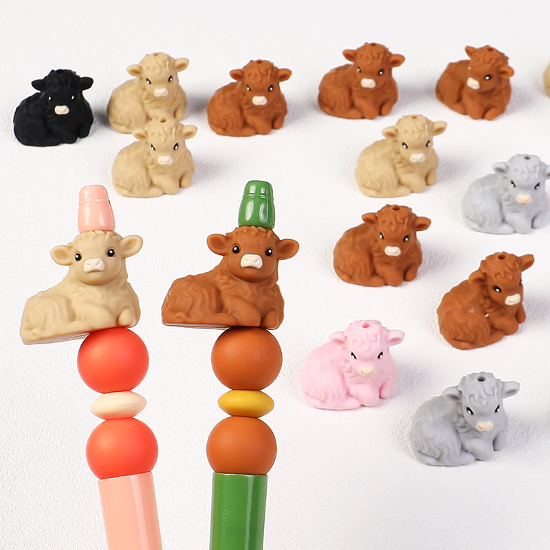 3D Lying Smiling Calf Silicone Focal Beads 20Pcs  5