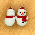 Silicone 3D Focal Beads Christmas Snowman Wearing Santa Hat and Scarf
