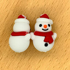 Silicone 3D Focal Beads Christmas Snowman Wearing Santa Hat and Scarf