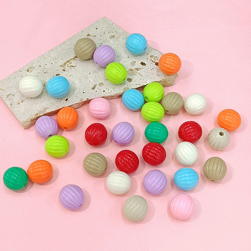 Painted Round Acrylic Beads 12mm Creamy Pumpkin Matte 100pcs