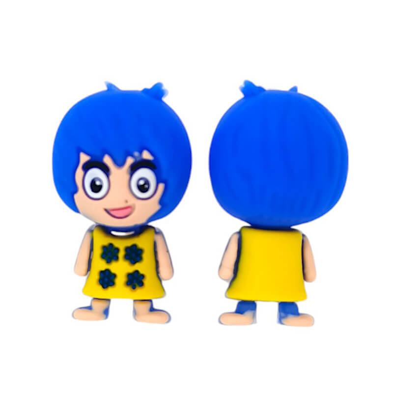 Silicone 3D Focal Beads Inside Out Joy Blue Hair Front Facing 1pcs