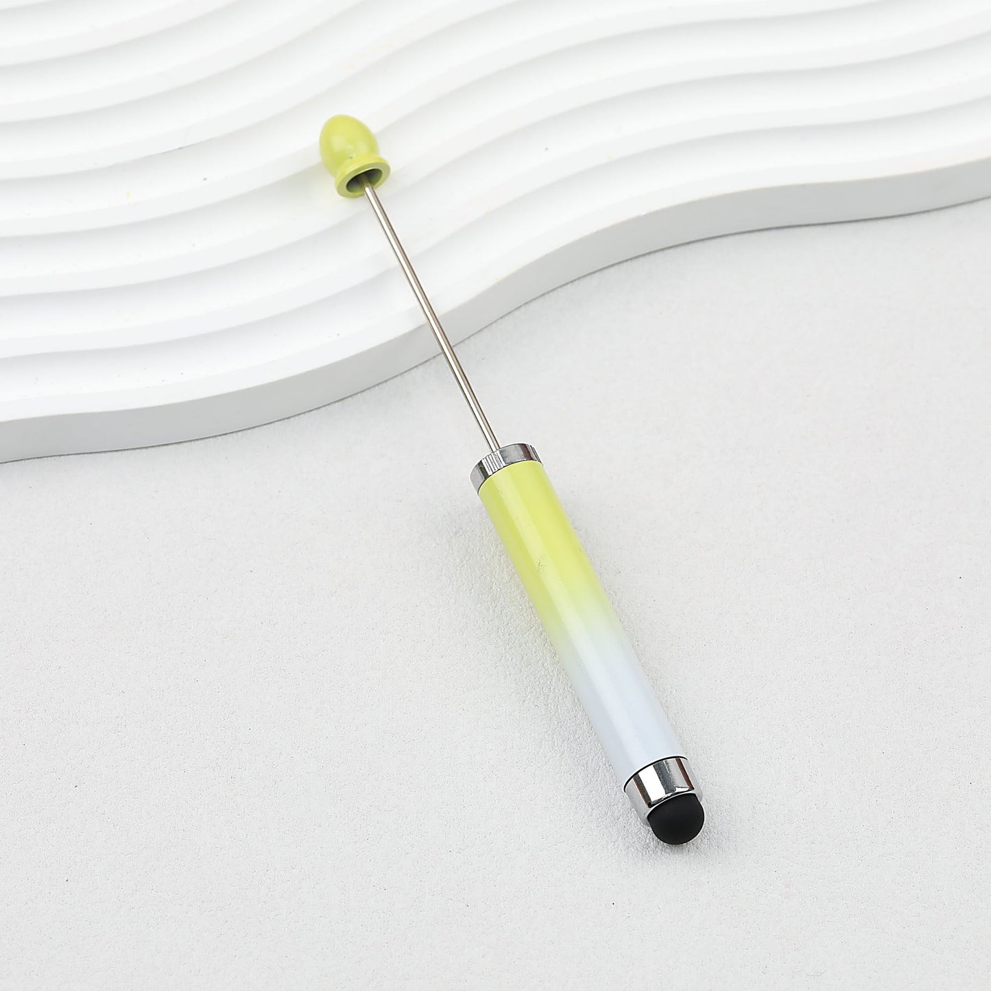 Gradient Color 3 In 1 Beadable Stylus Pens Plastic Body - Yellow gradient