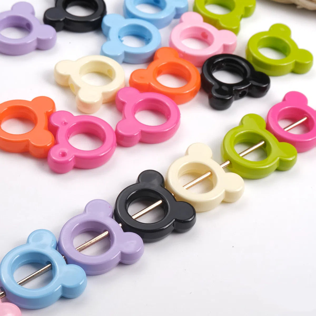 Glossy Painted 22mm Hollow Mickey Head Acrylic Bead Frame 50pcs 4