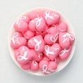 3D Pink Heart Ribbon Silicone Focal Beads 20Pcs  2