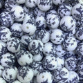 15mm Silicone Beads Black Owl Print Animal Theme 50pcs
