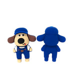 Silicone 3D Focal Beads Dog Blue Strap Pants Front View