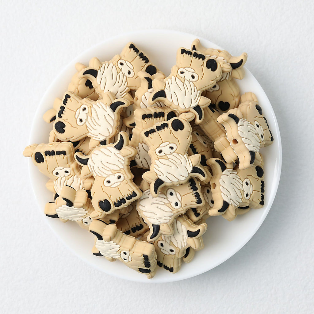 Highland Cow Silicone Focal Beads Colorful 20pcs
