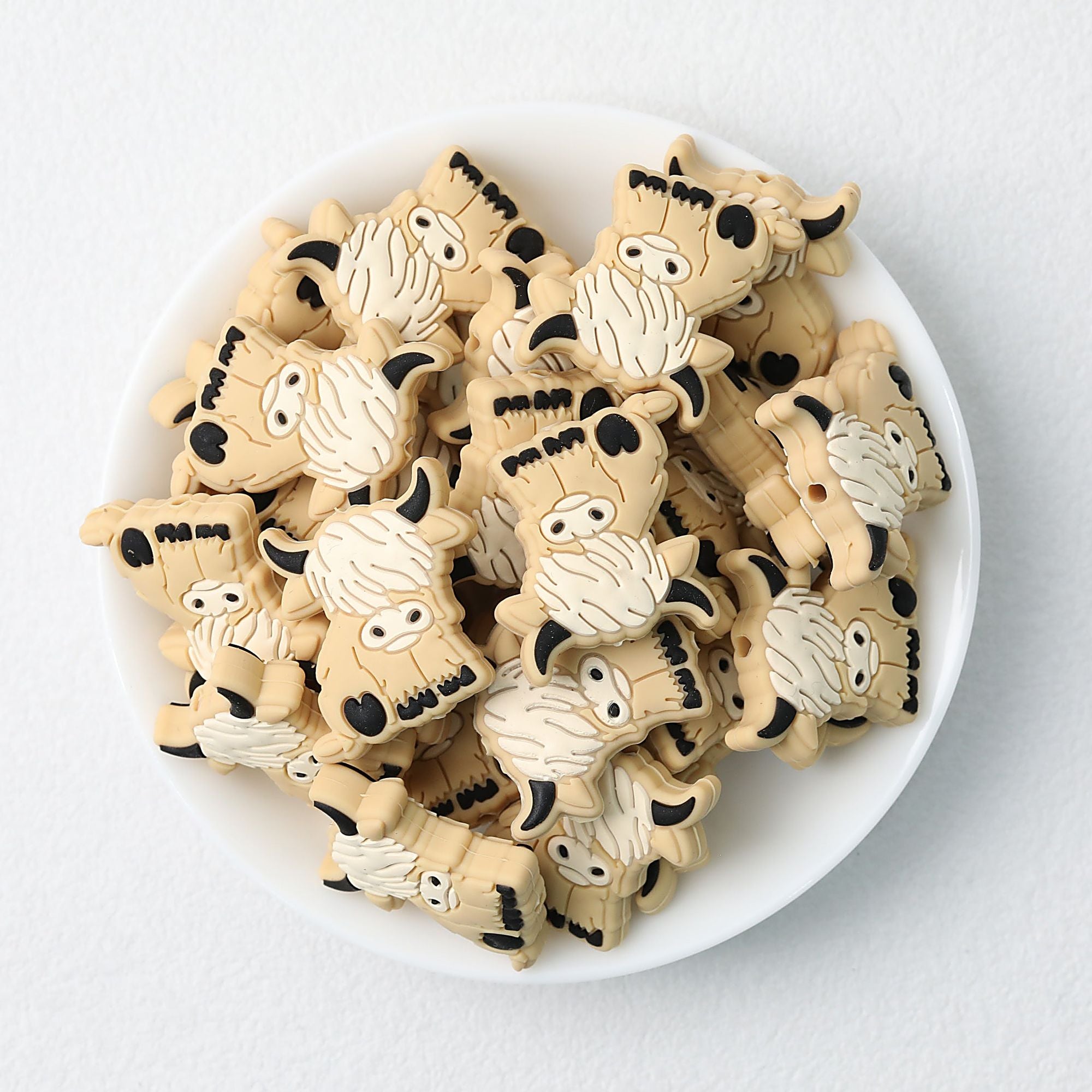 Highland Cow Silicone Focal Beads Colorful 20pcs