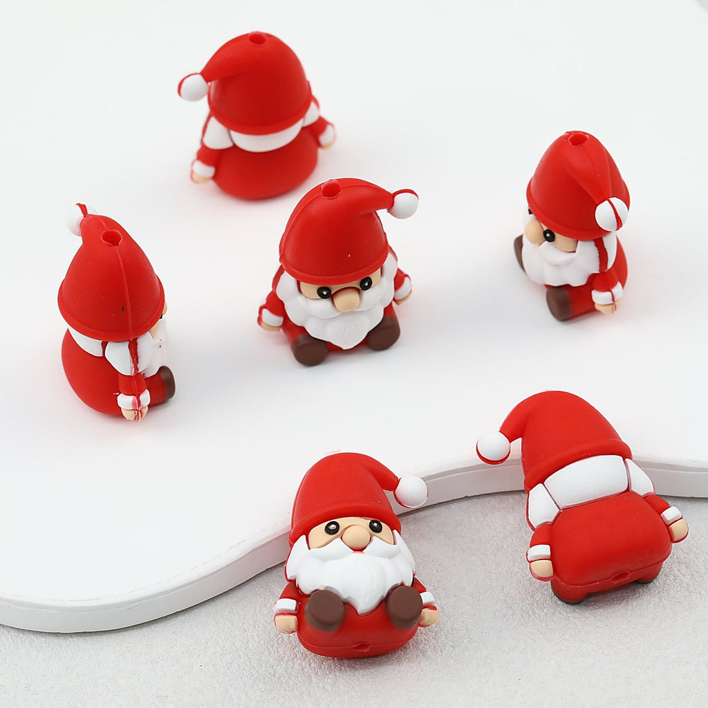 Silicone 3D Santa Claus Focal Beads Christmas Decoration 20pcs