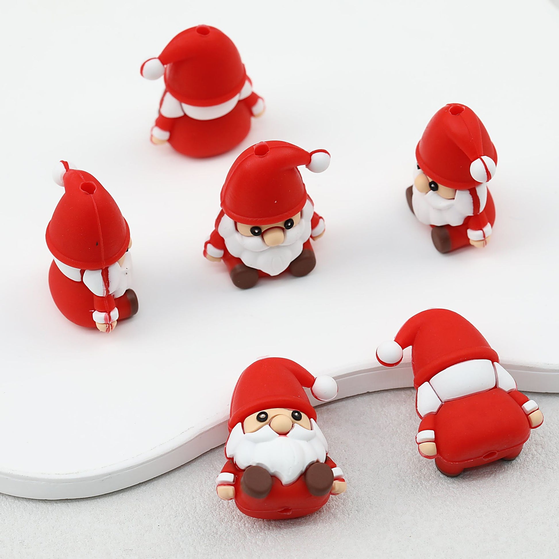 Silicone 3D Santa Claus Focal Beads Christmas Decoration 20pcs