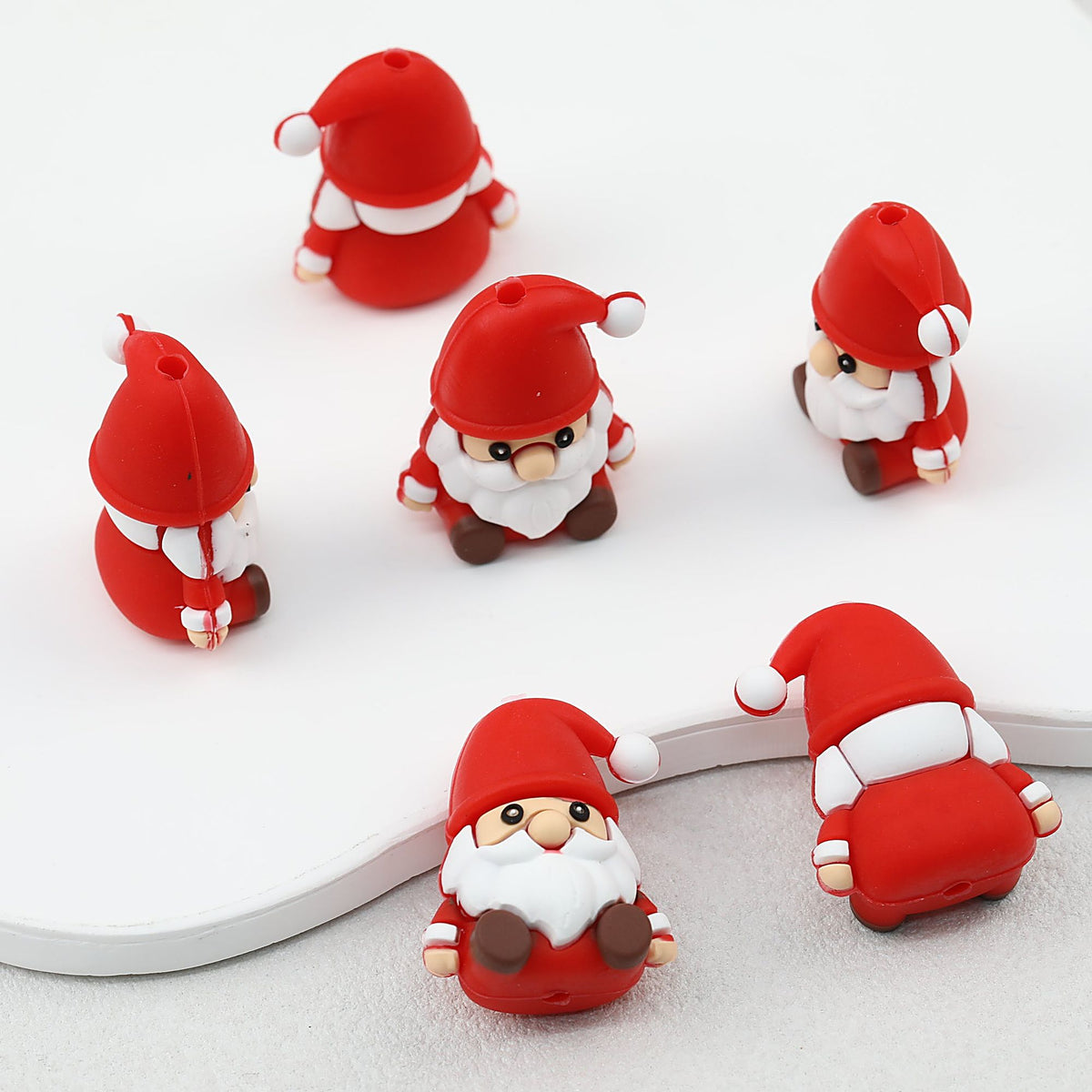 Silicone 3D Santa Claus Focal Beads Christmas Decoration 20pcs